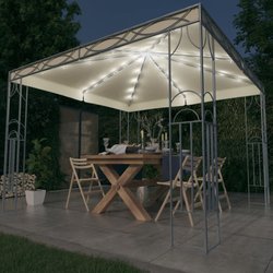 Pavillon mit LED-Lichterkette 300x300 cm Cremewei