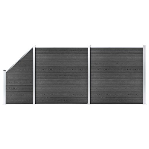 Zaunelement Set WPC 446x(105-186) cm Schwarz