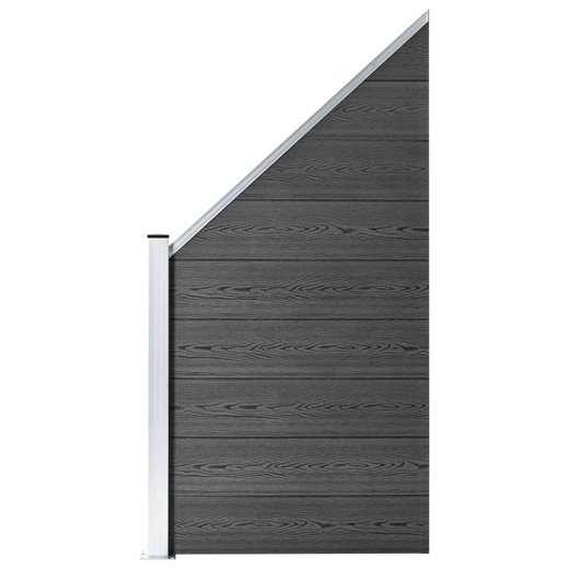 Zaunelement Set WPC 446x(105-186) cm Schwarz