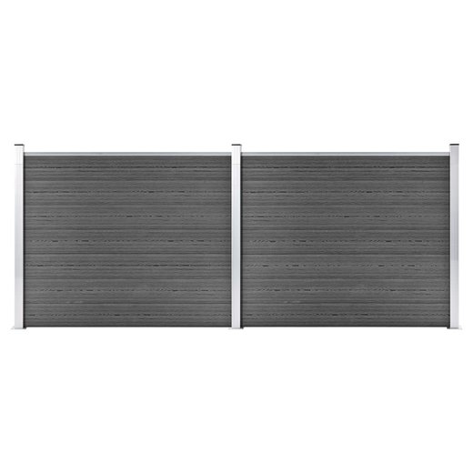 Zaunelement Set WPC 353x146 cm Schwarz