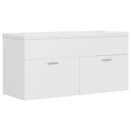 Waschbeckenunterschrank mit Einbaubecken Wei Spanplatte