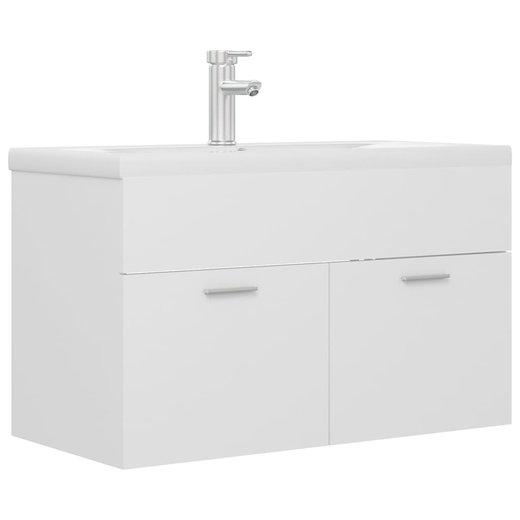 Waschbeckenunterschrank mit Einbaubecken Wei Spanplatte