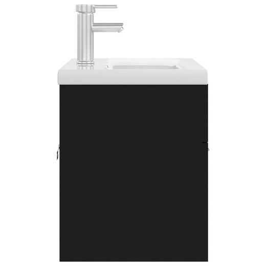 Waschbeckenunterschrank mit Einbaubecken Schwarz Spanplatte