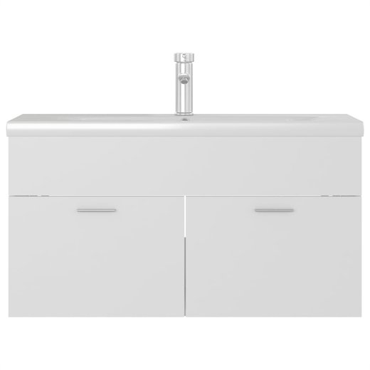 Waschbeckenunterschrank mit Einbaubecken Wei Spanplatte