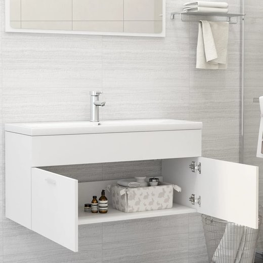 Waschbeckenunterschrank Einbaubecken Wei Spanplatte