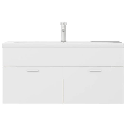 Waschbeckenunterschrank mit Einbaubecken Wei und Sonoma-Eiche