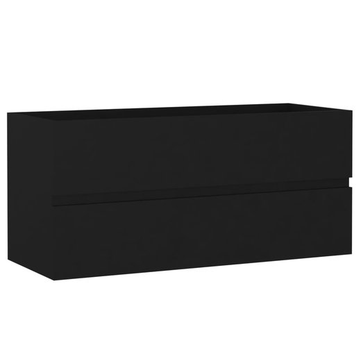 Waschbeckenunterschrank mit Einbaubecken Schwarz Spanplatte