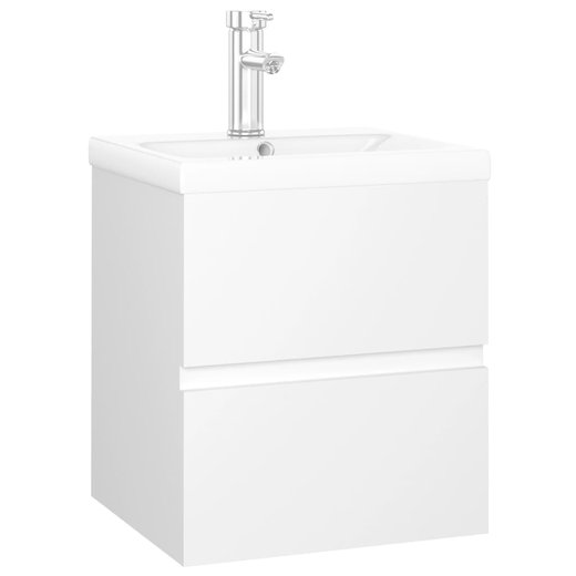 Waschbeckenunterschrank mit Einbaubecken Wei Spanplatte