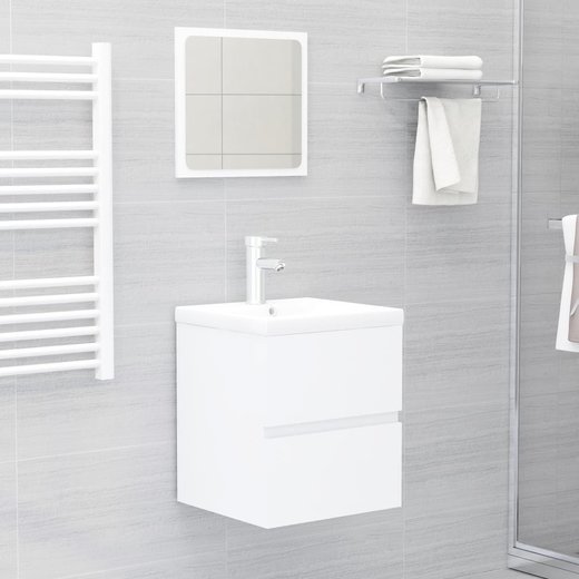Waschbeckenunterschrank mit Einbaubecken Wei Spanplatte