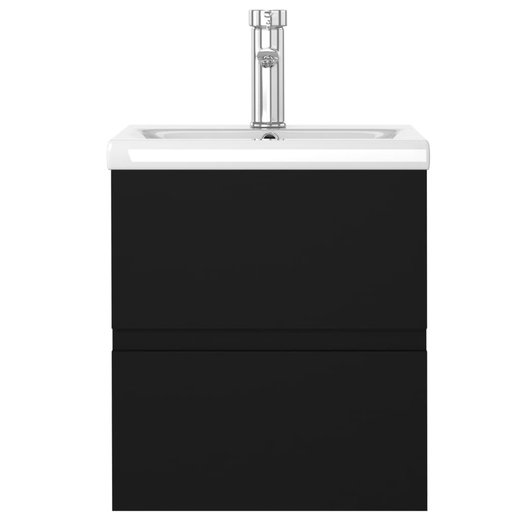 Waschbeckenunterschrank mit Einbaubecken Schwarz Spanplatte