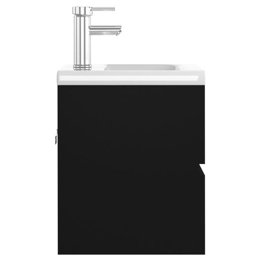 Waschbeckenunterschrank mit Einbaubecken Schwarz Spanplatte