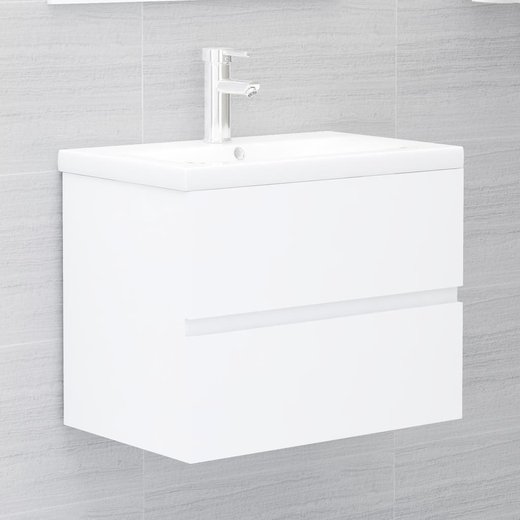 Waschbeckenunterschrank mit Einbaubecken Wei Spanplatte
