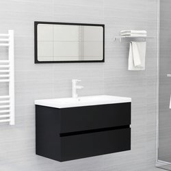 Badmbel-Set Schwarz Spanplatte