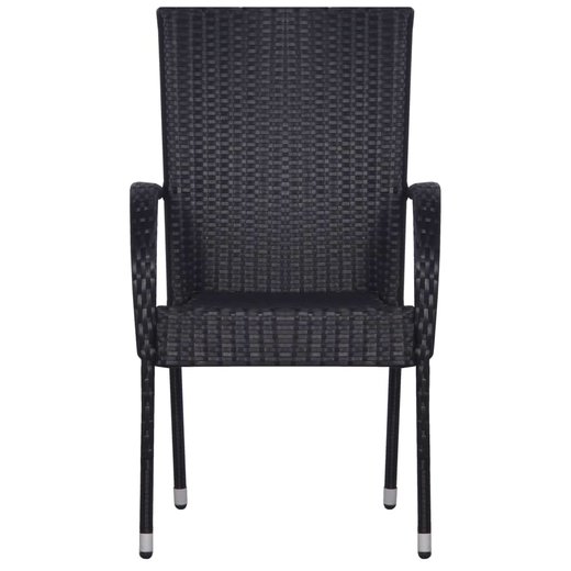 5-tlg. Garten-Essgruppe Poly Rattan Schwarz
