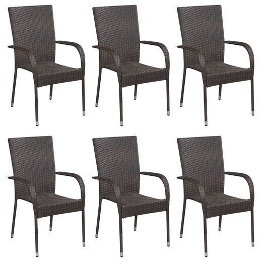 7-tlg. Garten-Essgruppe Poly Rattan Braun