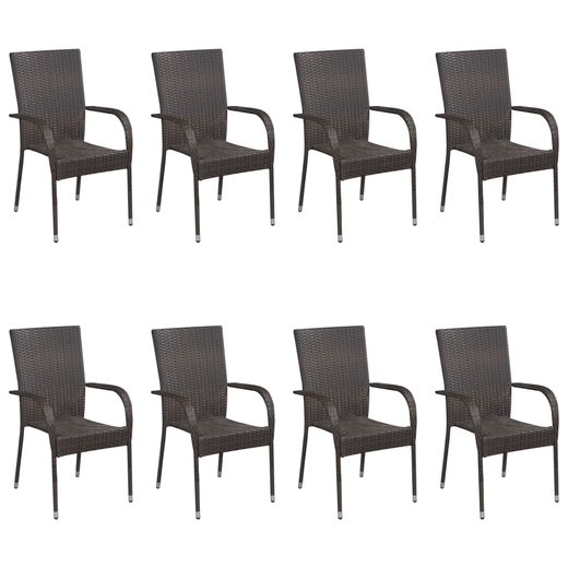 9-tlg. Garten-Essgruppe Poly Rattan Braun