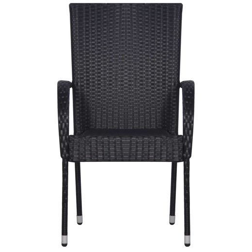 9-tlg. Garten-Essgruppe Poly Rattan Schwarz