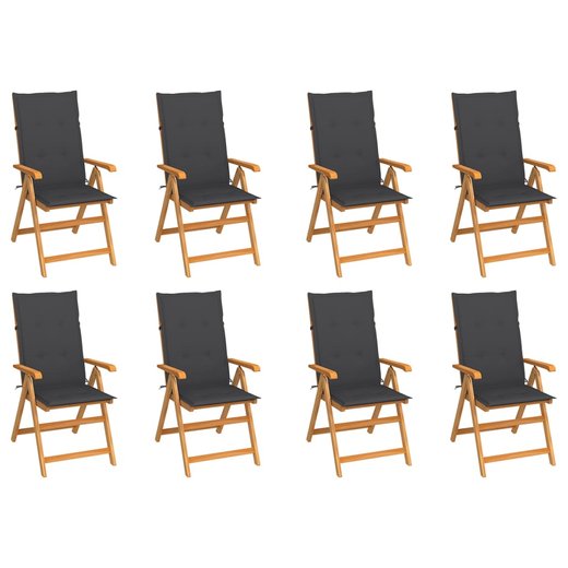 Garten-Liegesthle mit Kissen 8 Stk. Massivholz Teak