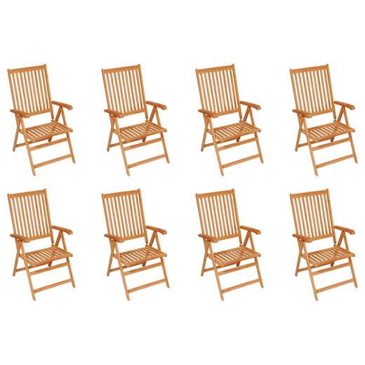 Garten-Liegesthle mit Kissen 8 Stk. Massivholz Teak