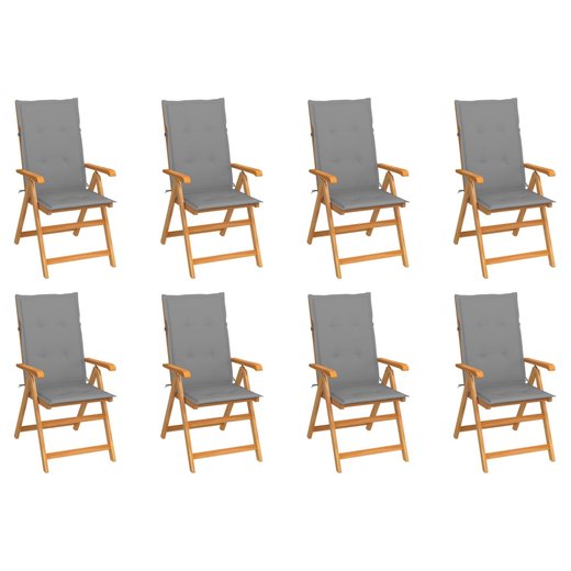 Garten-Liegesthle mit Kissen 8 Stk. Massivholz Teak