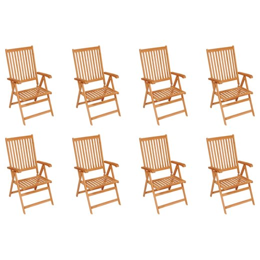 Garten-Liegesthle mit Kissen 8 Stk. Massivholz Teak