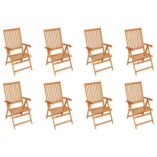 Garten-Liegesthle mit Kissen 8 Stk. Massivholz Teak