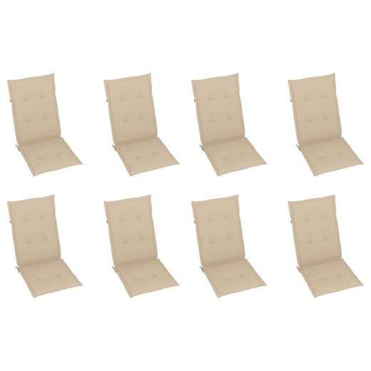Garten-Liegesthle mit Kissen 8 Stk. Massivholz Teak