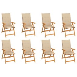 Garten-Liegesthle mit Kissen 8 Stk. Massivholz Teak