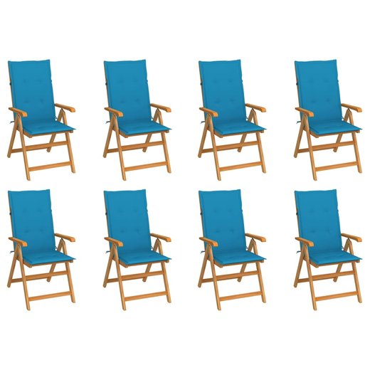 Garten-Liegesthle mit Kissen 8 Stk. Massivholz Teak