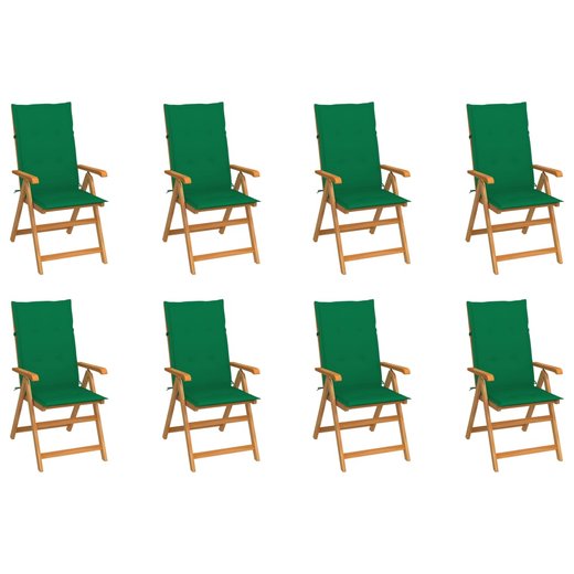 Garten-Liegesthle mit Kissen 8 Stk. Massivholz Teak