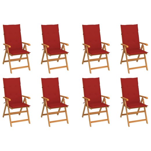 Garten-Liegesthle mit Kissen 8 Stk. Massivholz Teak