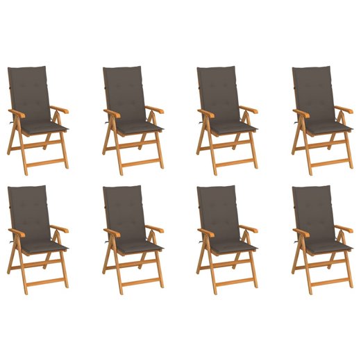 Garten-Liegesthle mit Kissen 8 Stk. Massivholz Teak