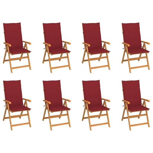 Garten-Liegesthle mit Kissen 8 Stk. Massivholz Teak