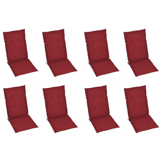 Garten-Liegesthle mit Kissen 8 Stk. Massivholz Teak