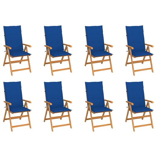 Garten-Liegesthle mit Kissen 8 Stk. Massivholz Teak