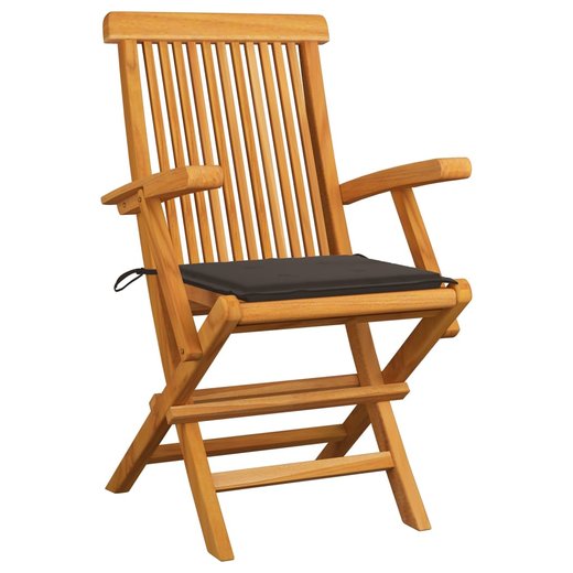 Gartensthle mit Taupe Kissen 8 Stk. Massivholz Teak