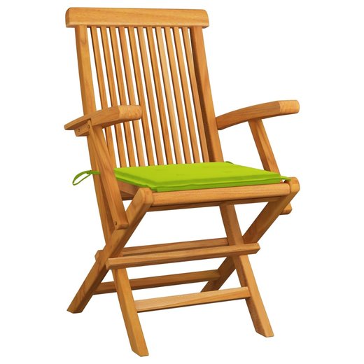 Gartensthle mit Hellgrnen Kissen 8 Stk. Massivholz Teak