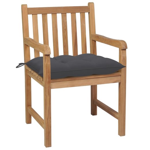 Gartensthle 4 Stk. mit Anthrazit Kissen Massivholz Teak