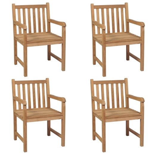 Gartensthle 4 Stk. mit Beigen Kissen Massivholz Teak