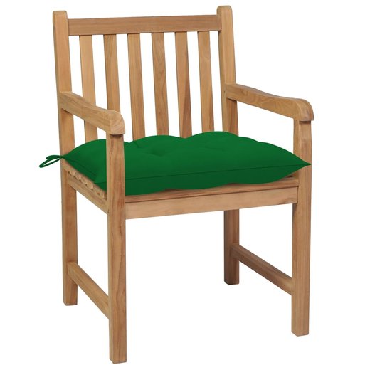 Gartensthle 4 Stk. mit Grnen Kissen Massivholz Teak