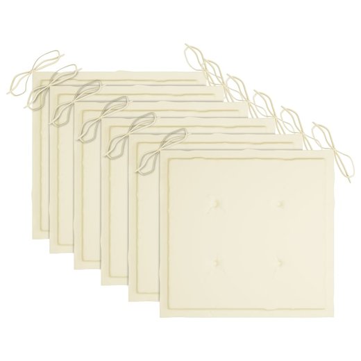 Gartenst�hle 6 Stk. mit Creme Kissen Massivholz Teak