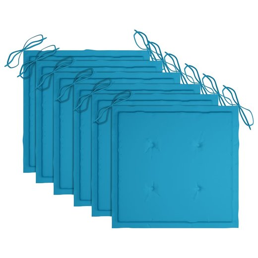 Gartenst�hle 6 Stk. mit Blauen Kissen Massivholz Teak