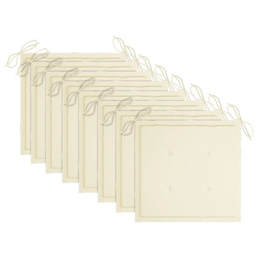 Gartenst�hle 8 Stk. mit Creme Kissen Massivholz Teak