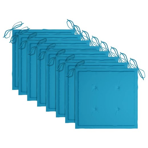 Gartenst�hle 8 Stk. mit Blauen Kissen Massivholz Teak