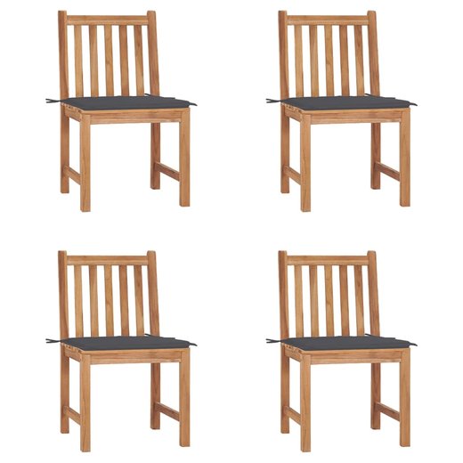 Gartensthle 4 Stk. mit Kissen Massivholz Teak