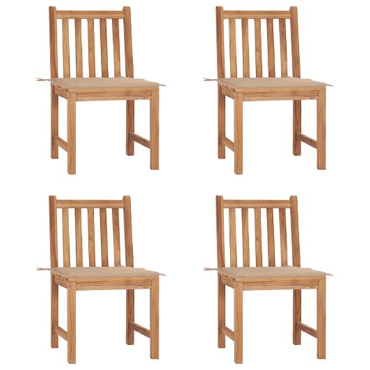 Gartensthle 4 Stk. mit Kissen Massivholz Teak