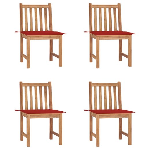 Gartensthle 4 Stk. mit Kissen Massivholz Teak