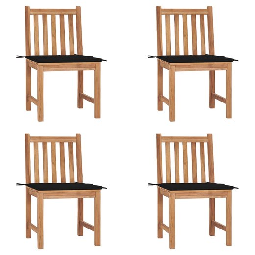 Gartensthle 4 Stk. mit Kissen Massivholz Teak