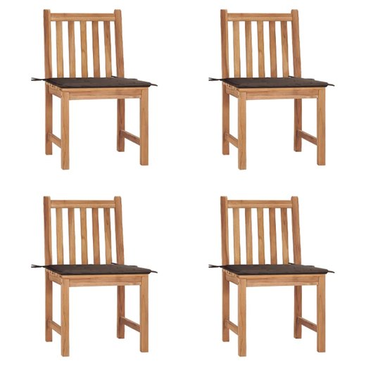 Gartensthle 4 Stk. mit Kissen Massivholz Teak