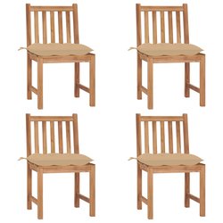 Gartensthle 4 Stk. mit Kissen Massivholz Teak